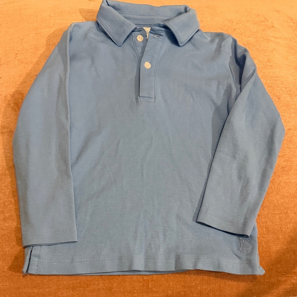 Little English Blue Long-Sleeve Polo Shirt for Kids